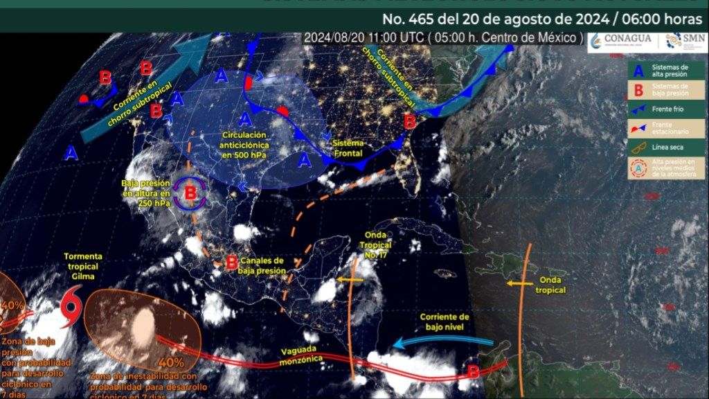 Foto: X@conagua_clima/ Sistemas Meteorológicos Actuales