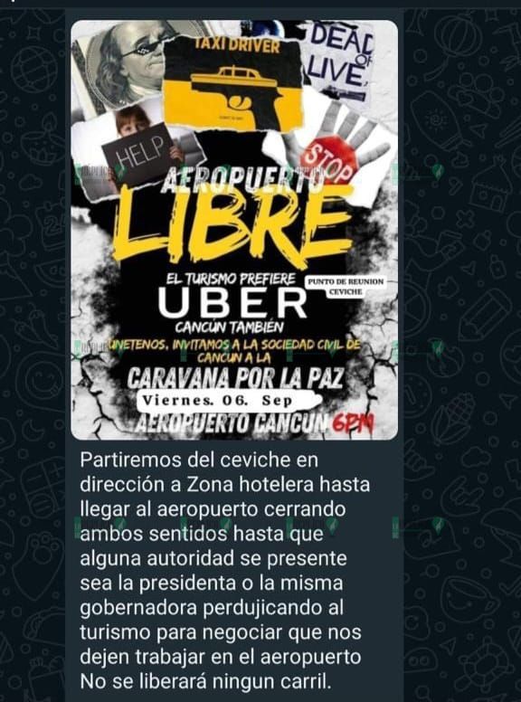 Niega Uber convocar a bloqueo este viernes en Cancún; responsabilizan a taxistas