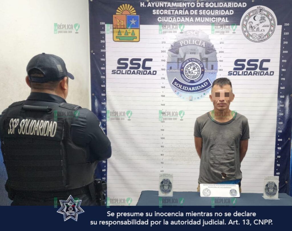 Policía Municipal de Solidaridad detiene a hombre por intento de robo en florería