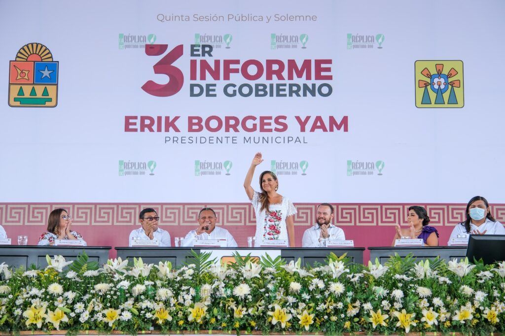 Acompaña Mara Lezama a Erik Borges Yam en su Tercer Informe de Gobierno en José María Morelos