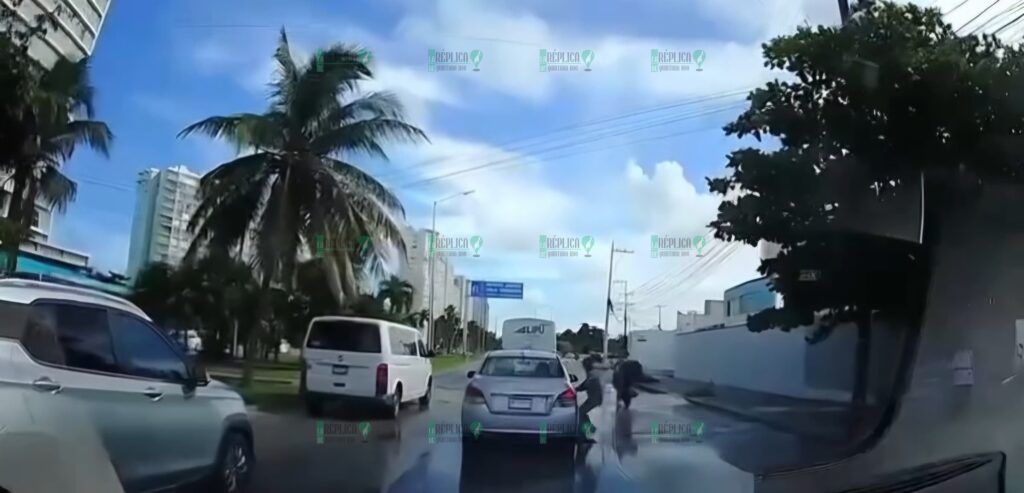 Captan en video intento de asalto a un automovilista en la avenida Bonampak