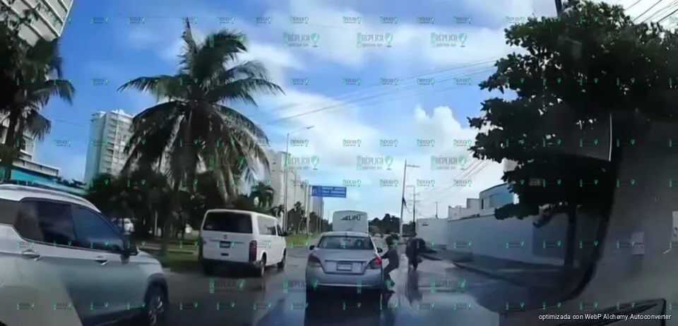 Captan en video intento de asalto a un automovilista en la avenida Bonampak