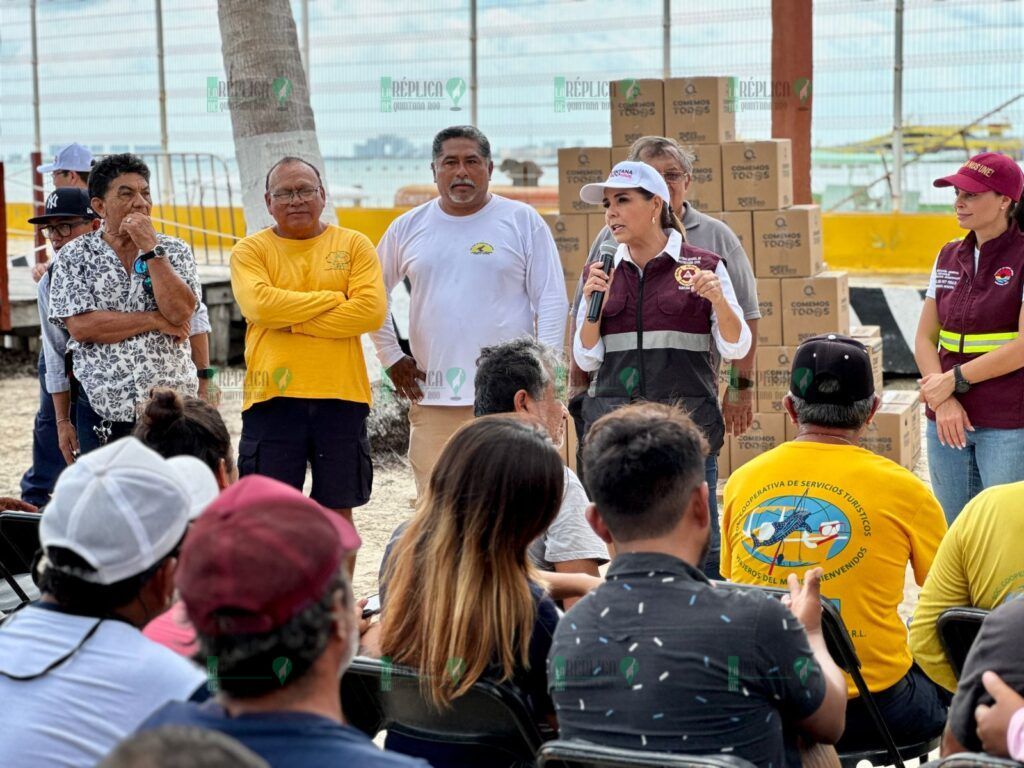 Supervisa Mara Lezama el desahogo de calles y entrega apoyos a pescadores, tras el paso de “Helene”