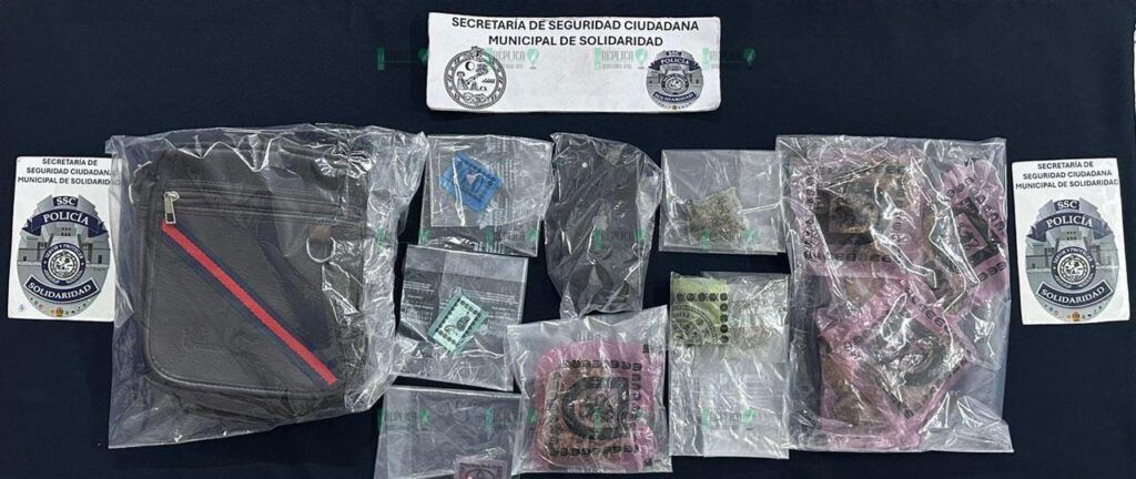 Policía de Solidaridad detiene a persona con posibles narcóticos en Playa del Carmen