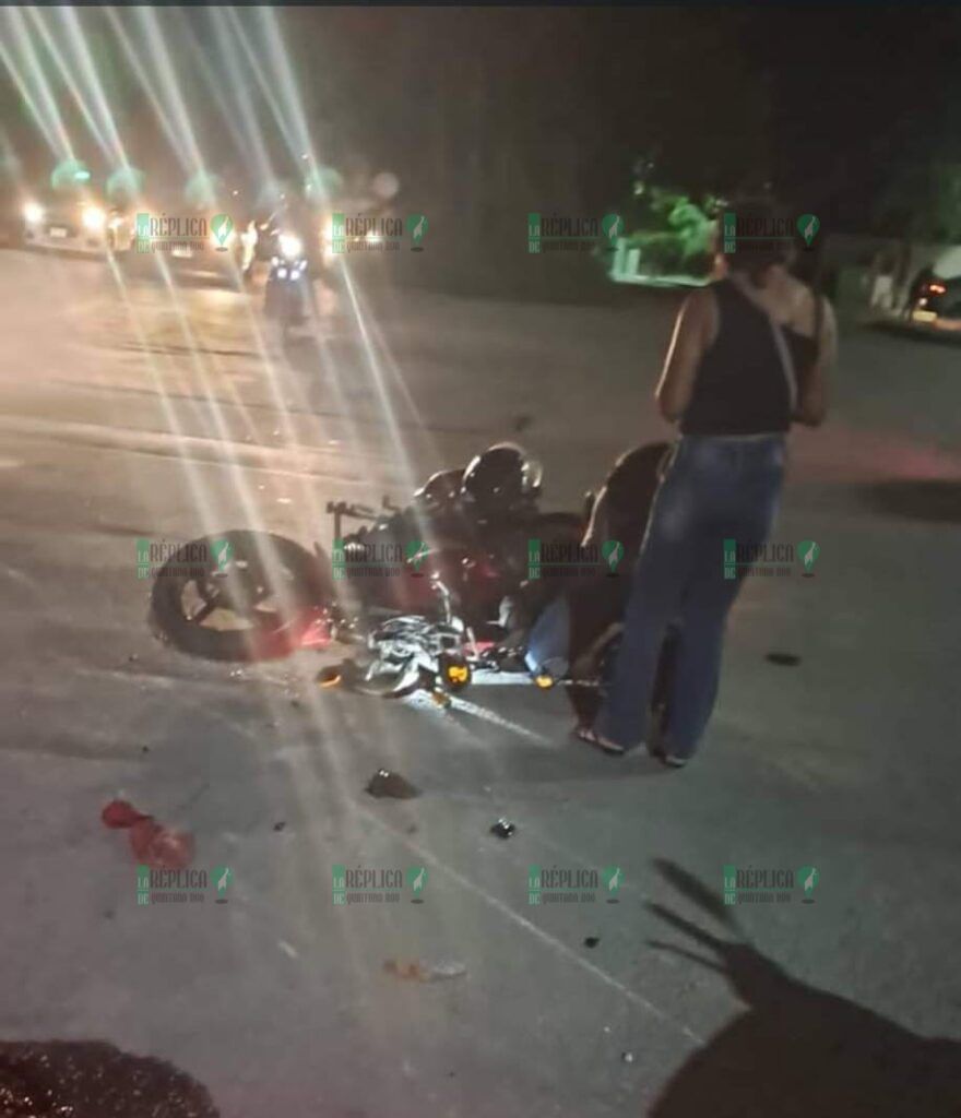 Dos lesionados, saldo de choque entre dos motociclistas en la colonia Caribe de Chetumal