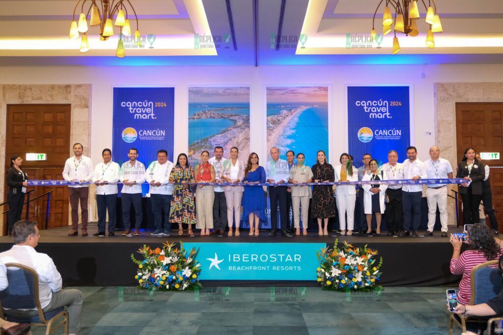 Inauguran Mara Lezama y Josefina Rodríguez Zamora, secretaria de Turismo, el Cancún Travel Mart 2024