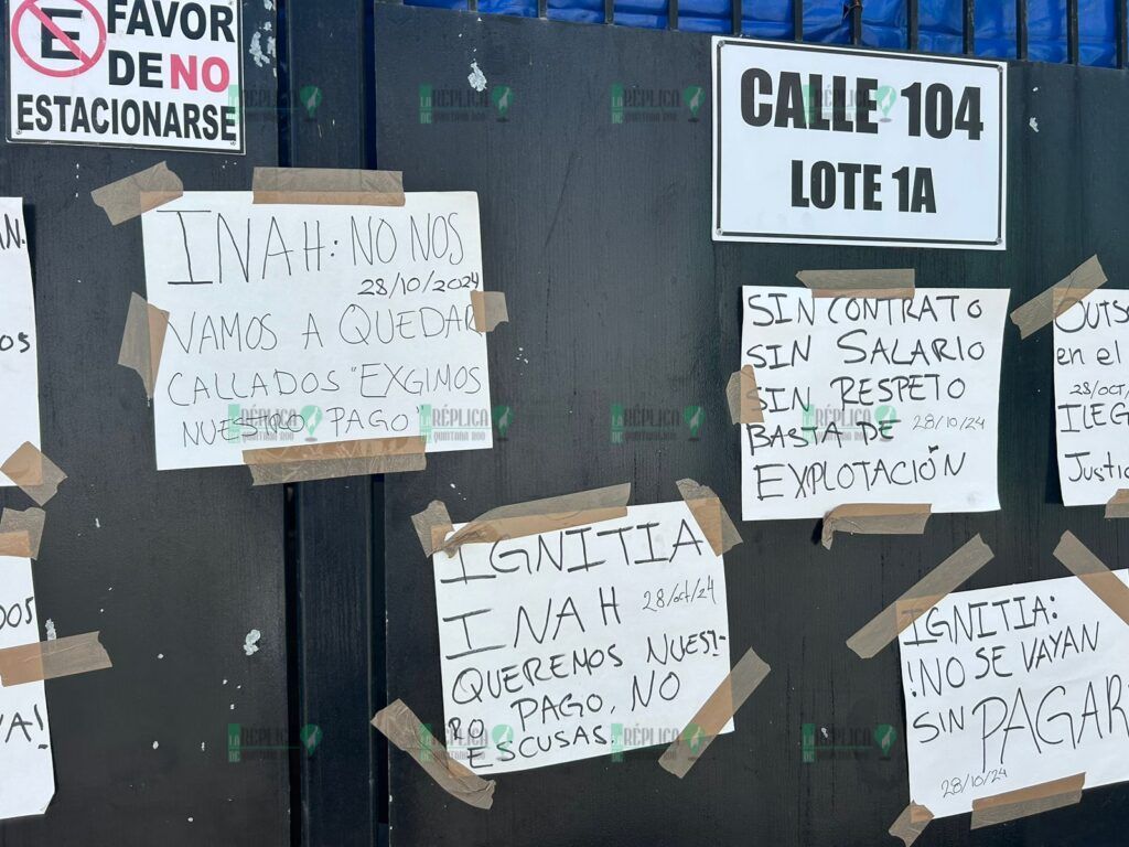 Protesta personal subcontratado por INAH en proyecto de Tren Maya; exige pago
