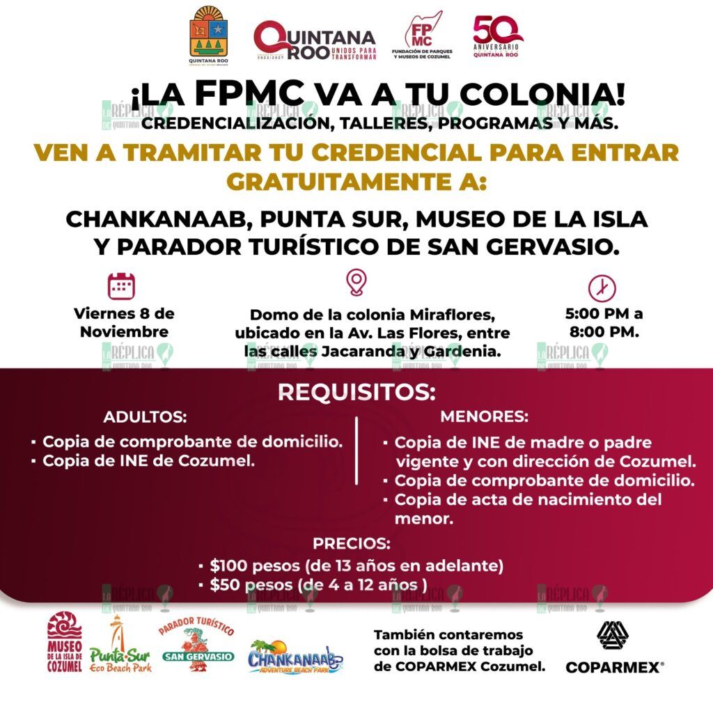 La FPMC invita a la jornada de credencialización en el parque de la colonia Miraflores el 8 de noviembre