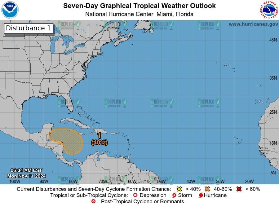 Prevén posible ciclón en el Caribe en los próximos 7 días