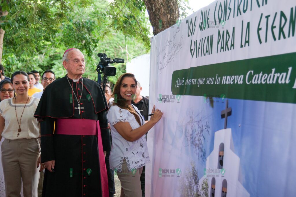 Dan inicio a la Nueva Catedral de Cancún, Mara Lezama y Monseñor Pedro Pablo Elizondo para fortalecer el turismo religioso y espiritual