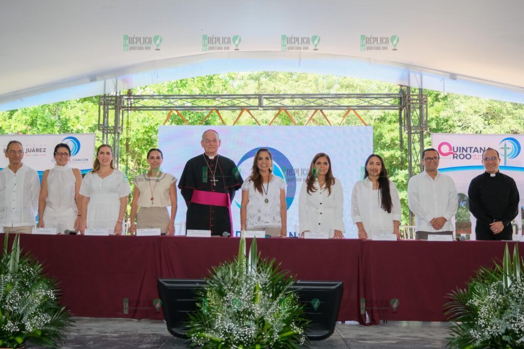 Dan inicio a la Nueva Catedral de Cancún, Mara Lezama y Monseñor Pedro Pablo Elizondo para fortalecer el turismo religioso y espiritual