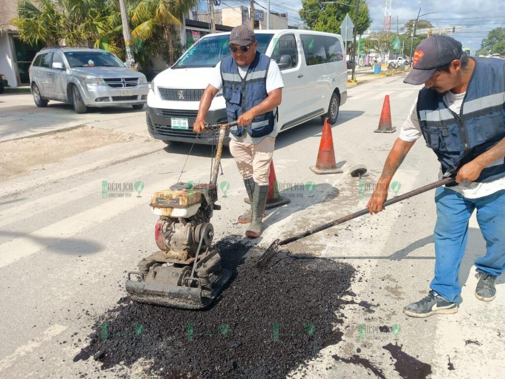 Inicia campaña de bacheo en Tulum