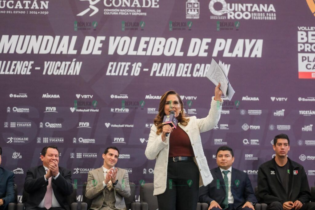 Anuncian Mara Lezama y Rommel Pacheco Tour Mundial de Voleibol de Playa Elite 16 en Playa del Carmen