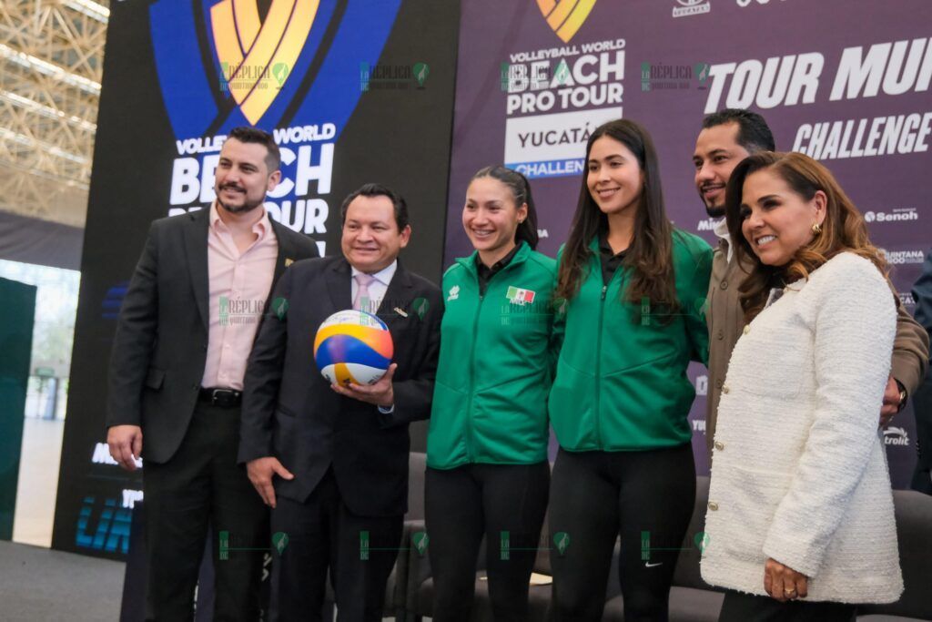 Anuncian Mara Lezama y Rommel Pacheco Tour Mundial de Voleibol de Playa Elite 16 en Playa del Carmen